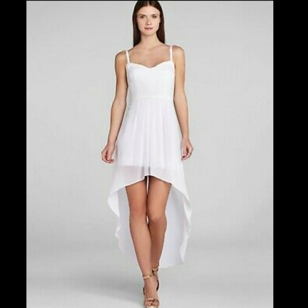 BCBG Maxazria Aiyana High Low Bustier Dress Sz 2 white